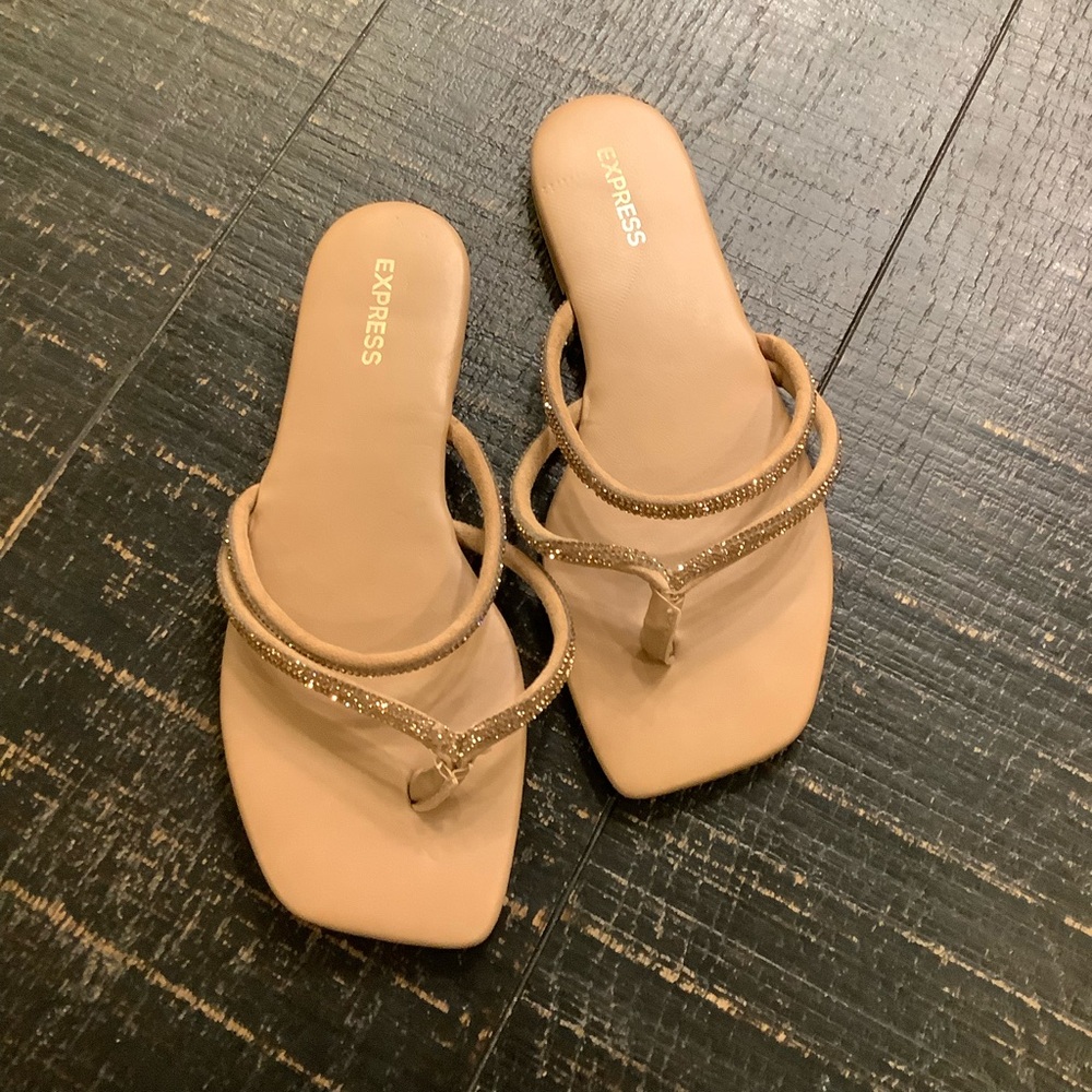 Express Beige Sandals with Glittering Straps